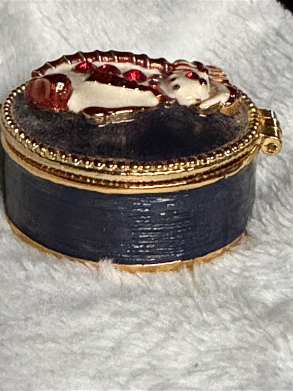 Vintage Snowman Holiday Trinket Box with Red Accents - Picture 4 of 6